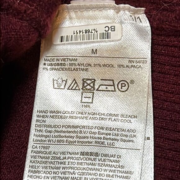 BANANA REPUBLIC Stretch Knit Vented Hem Crewneck Tunic Sweater Burgundy Wine - Picture 7 of 7